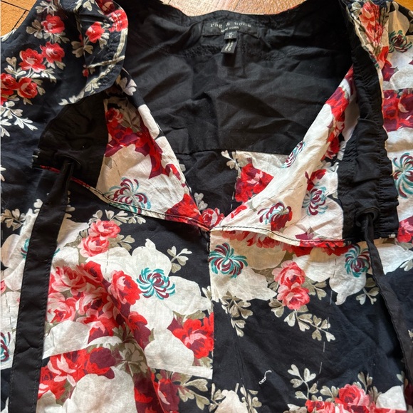 Rag & Bone Black and Red Floral Blouse - Picture 3 of 5
